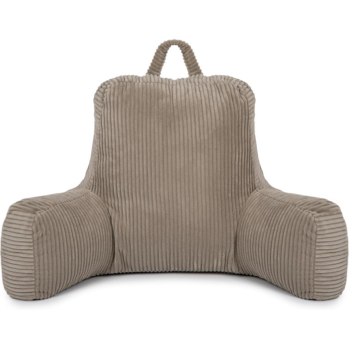 Підголовник Flumi з підлокітниками для читання, перегляду телевізора та відпочинку, подушка для ліжка та дивана з пральною наволочкою, наповнювач Foam, спинка з ручкою для перенесення (Кord, Бежевий)