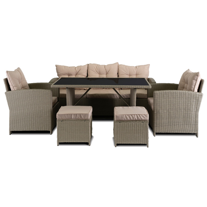 Комплект садових меблів із техноротанга MEBEL ELITE, бежевий, 6 предметів