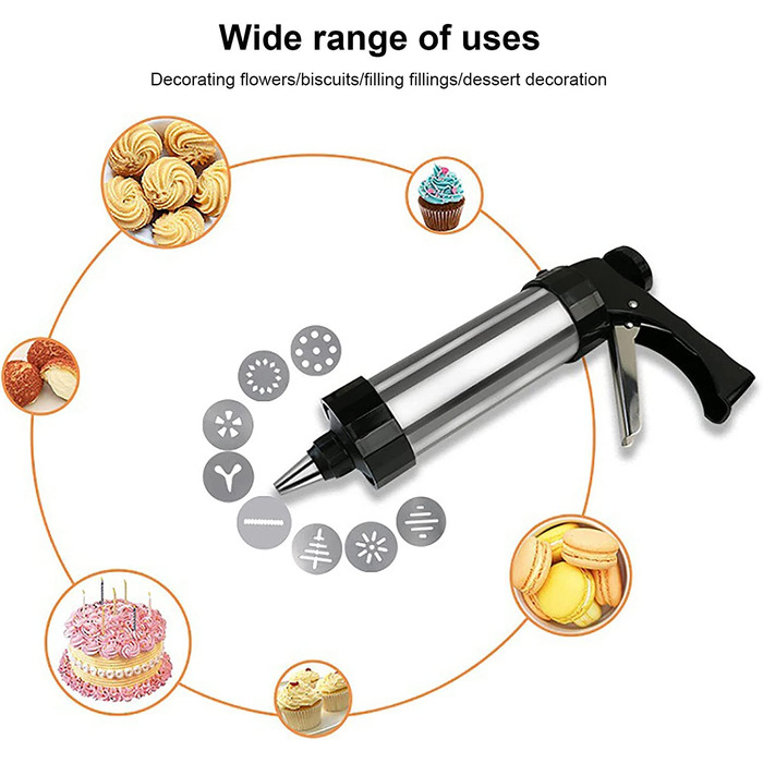 Кондитерський прес з нержавіючої сталі, кондитерський шприц, прес для печива, набір шприців для гарніру, портативна одноручна машина для випічки печива своїми руками