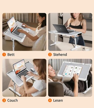 Зручний столик-підставка для ноутбука з регулюванням висоти, лапдеск для ліжка, дивана, софи. Сумісний з ноутбуками до 17 дюймів.