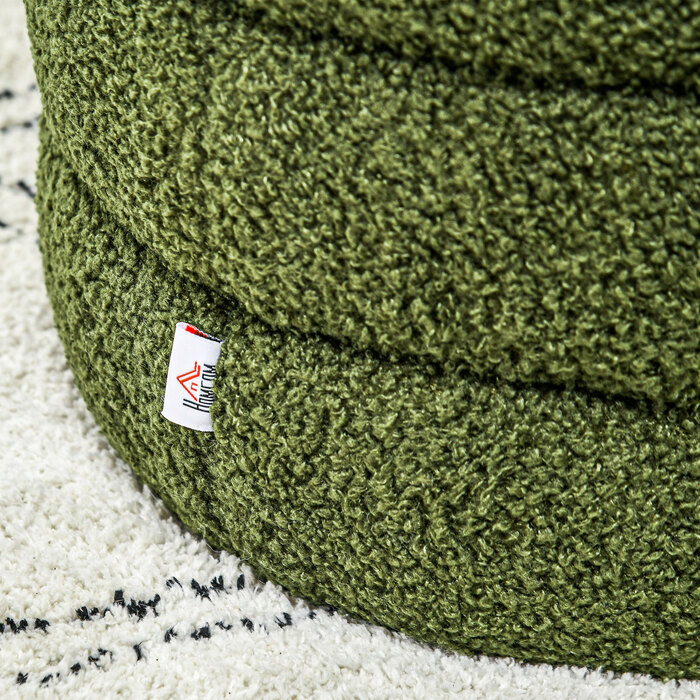Пуф HOMCOM, круглий, з м'якою оббивкою Teddy Fleece, до 120 кг, діаметр 40x45 см, зелений