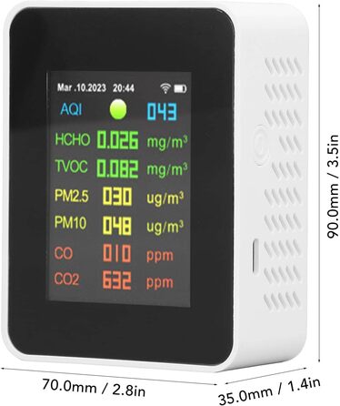 DEWIN 9-в-1 Монітор Якості Повітря, WiFi-детектор, тестер якості повітря, LCD-дисплей, багатофункціональний прилад для вимірювання якості повітря в приміщенні