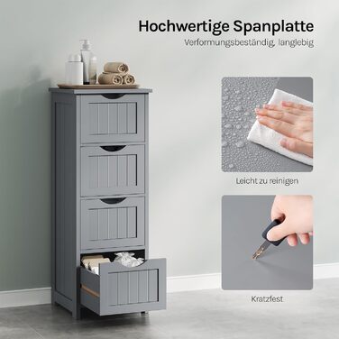 Шафка для ванної кімнати WOLTU, вузька, з 3 висувними ящиками, 32 x 30 x 81 см, для ванної, вітальні, спальні, кухні, сучасний дизайн, білий колір, BZS123ws