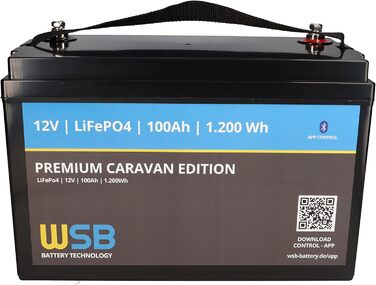 Акумулятор 12,8 В 100 Ач Caravan Edition з Bluetooth BMS для сонячних батарей, автофургонів, човнів, домогосподарств, 4