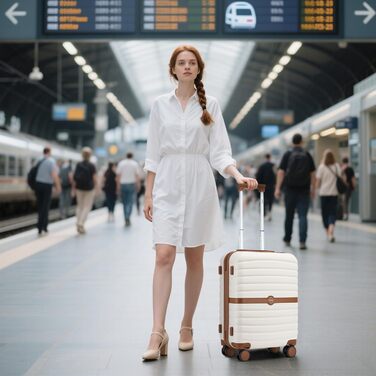 KONO Чемодан-валіза середнього розміру 66см з ABS+PC, валіза на колесах з замком-кодом (темно-зелений/коричневий)