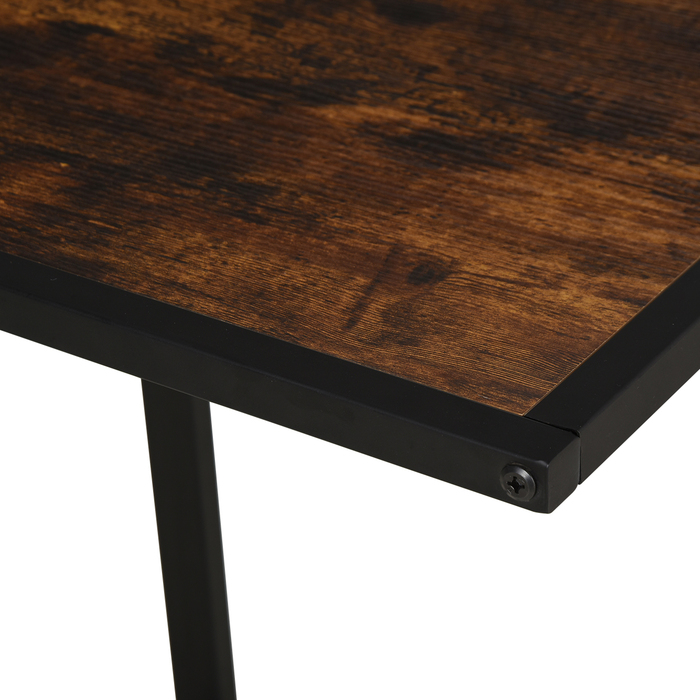 Журнальний столик HOMCOM C-Shape Журнальний столик Стіл Металевий МДФ Rustic-Brown 40,6 x 50,8 x 64,2 см для вітальні