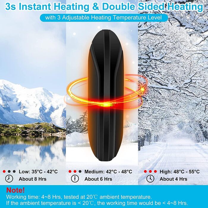 Електричний грієчка USB, Powerbank 5200mAh, портативний кишеньковий грієчка, багаторазовий, для жінок та чоловіків, Raynaud, Outdoor, кемпінг, полювання, катання на лижах, чорний та білий (чорний та сірий)