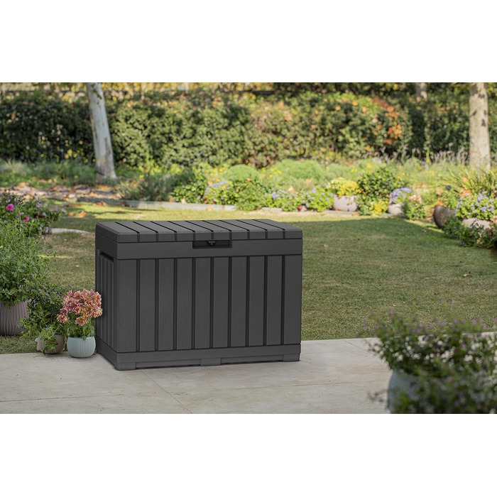 Ящик для зберігання садовий Koll Living Kentwood 190л антрацит - для подушок, інструментів, іграшок - водонепроникний, вентильований