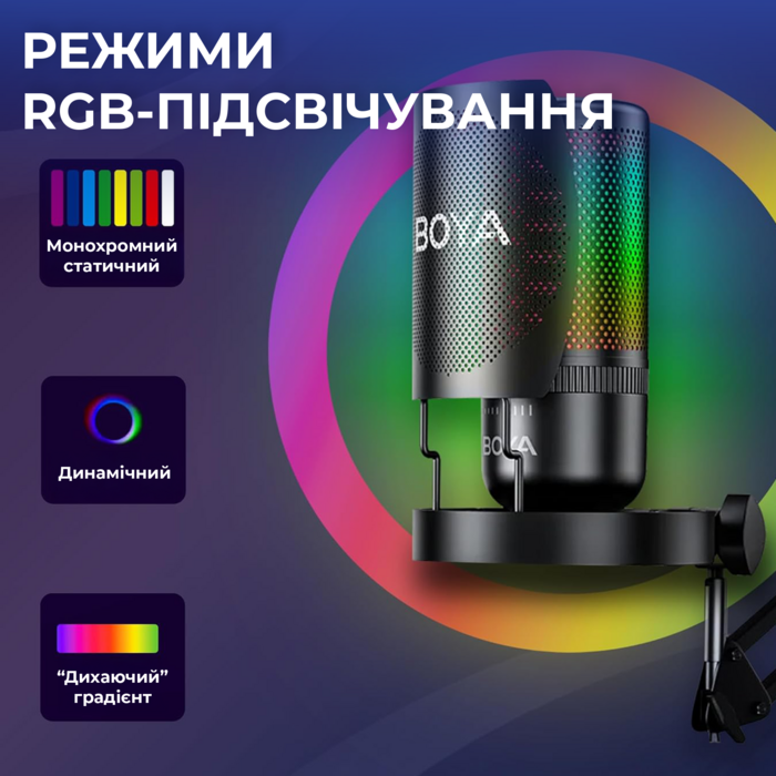 Мікрофон конденсаторний BOYA K3-02 RGB Black