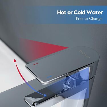 Змішувач для умивальника Decaura, хром, нержавіюча сталь, однорідний, висота виливу 250 мм, для накладних умивальників