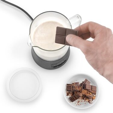 Електричний спінювач молока CASO CappuLatte: гарячий та холодний молочний пінок, 5 функцій, знімний скляний контейнер, для какао та гарячого шоколаду