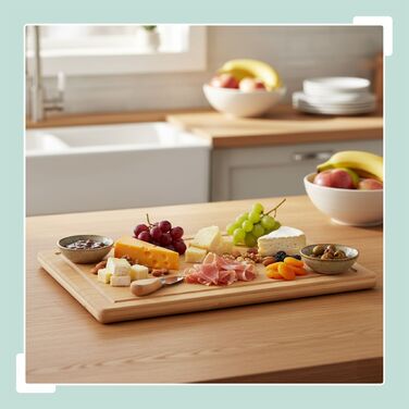 Дерев'яна обробна дошка Relaxdays з бамбука з жолобом для соку