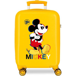 Валіза салону Disney Mickey 3D, 50x38x20 см, ABS, комбінована застібка, 34 л, 1,8 кг, 4 колеса, жовтий