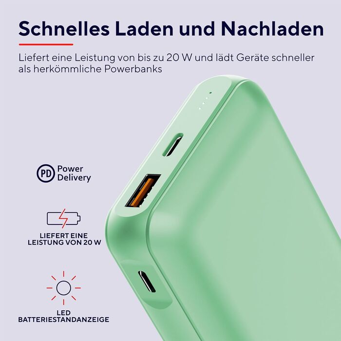 Швидка зарядка 20 Вт, PD 18 Вт USB-C, QC 3.0, 50 перероблений, в т.ч. кабель, 20000mAh