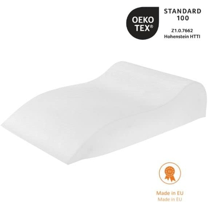 Подушка для ніг Sleepling, подушка для підйому ніг, подушка для ніг, подушка для дорослих, подушка під коліна 40 x 68 x 16,5 см, 100% бавовна, прання 60°C, Ökotex 100, Made in EU (40 x 68 x 16.5 см, поліестер)