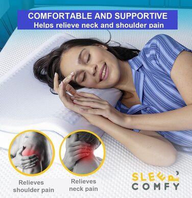 Подушка для сну Comfy Premium Gel Memory Foam: подушка для тих, хто спить на боці, з гелевим охолодженням, 60x40x14/12 см