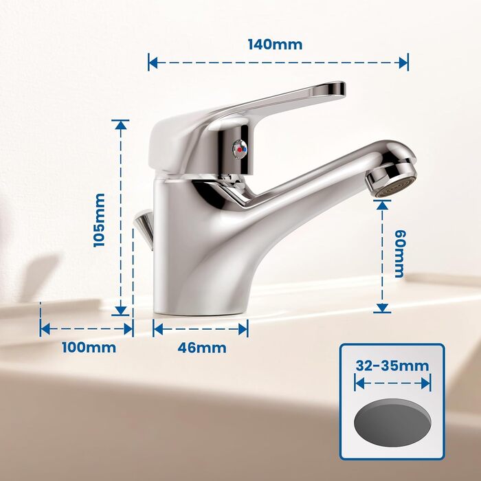 Змішувач для ванної кімнати Auralum з витяжною штангою, однорідний змішувач для раковини з комплектом зливу, хром. Змішувач для раковини, змішувач для ванної кімнати, одноручний змішувач, змішувач для раковини для ванної кімнати