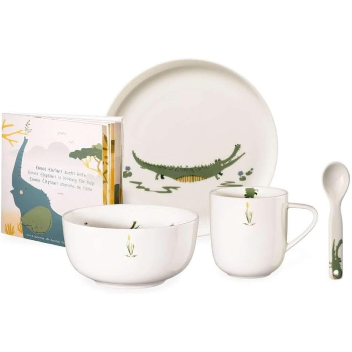Дитячий посуд Croco Krokodil: 5-ти частинний набір з порцеляни
