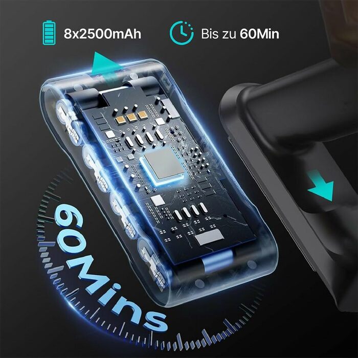 Bergxperten Orizom: Акумуляторний пилосос з автоматичним визначенням пилу, 60 хв роботи, без мішка, для килимів, твердих підлог та шерсті тварин, 550 Вт, оранжевий