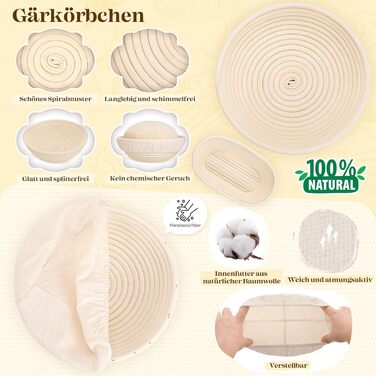 Набір для закваски та випікання хліба: 2 корзини (25см та 23см), скляна тара для закваски, для початківців та професіоналів, сірий