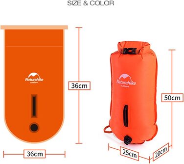 Сухий мішок для плавучого буя Naturehike 28L з регульованим ременем надувний буй для триатлону відкрита вода для плавців і триатлоністів дуже помітний Помаранчевий