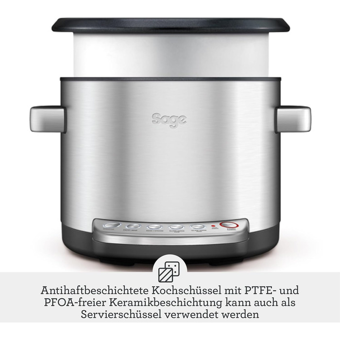 Мультиварка Sage The Risotto Plus: рисоварка, мультикухня, повільна плита, 3.7 л, нержавіюча сталь