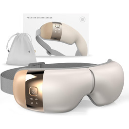 Масажер для очей HubiCare з підігрівом та вібрацією для зняття напруги, мігрені та зменшення втоми очей (Бежевий)