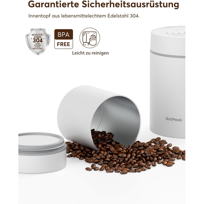 OUTPEAK Neo 2025 Kilo Auto-Vakuum-Kaffeedose: Вакуумний контейнер для кави OUTPEAK Neo 2025 Kilo, 1,5 л (500 г кавових зерен), з автоматичним вакуумуванням, нержавіюча сталь, для бариста, подарунок (великий, матовий чорний)