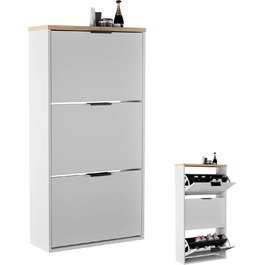 Взуттєва шафа Planetmöbel з 3 стінками, 6 полицями, 60 x 23 x 118 см, білий/сірий колір