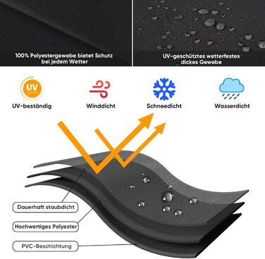 Захисний чохол для парасольки/газонного парасольки, чорний (190x30/50 см)