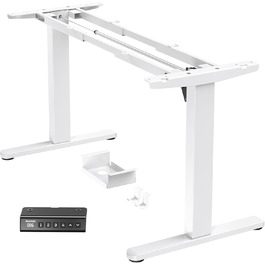 Регульований стіл-рама HUANUO з безщітковим мотором, вантажопідйомність 100 кг, для стільниць 110x200 см (тільки рама, білий)
