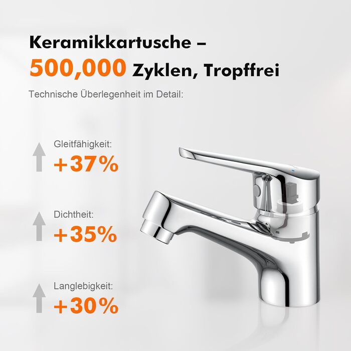 Змішувач для умивальника Ibergrif M11050 з одним важелем, високий (60 мм), хром, без підйомника, керамічна картридж, без крапель, водозберігаючий, 3/8″ з'єднання
