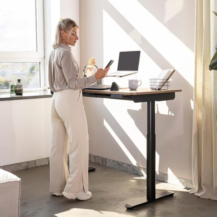 Ерготопія Десктопія Вone – Регульований стіл, Електричне підйомне шасі, Чорний, 7 років гарантії, TÜV-сертифікований