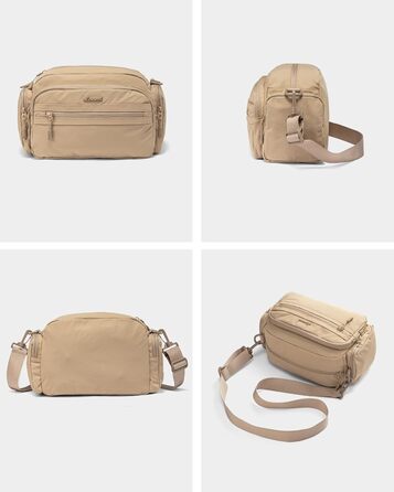 Сумка на плече LOVEVOOK для жінок, чорна сумка через плече середнього розміру з багатьма відділеннями, легка сумка-месенджер для подорожей, офісу, вечірки, відпочинку, бежева