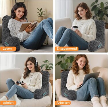 Подушка для читання в ліжко та на диван з підголовником, подушка-крісло для дорослих, м'яке крісло для відпочинку, перегляду телевізора та читання