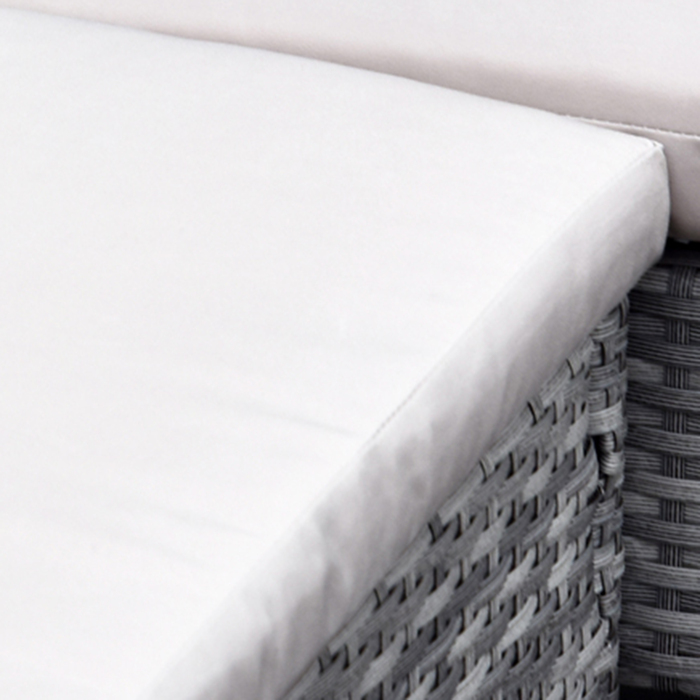 Набір садово-патіо меблів на 5 місць, ротанговий комплект з пуфами, металевий каркас, сірий колір, розміри 142 x 60 x 75 см