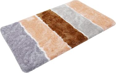 Килимок для ванної кімнати Rio Marina: м'який, пухнастий, антиковзний, 70 x 120 см, лосось/сірий/коричневий