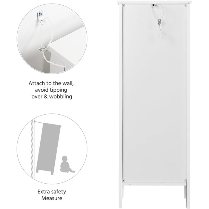 Шафка для ванної кімнати Yaheetech - вузька тумбочка з шухлядою та дверцятами, 32 x 30 x 87 см, біла