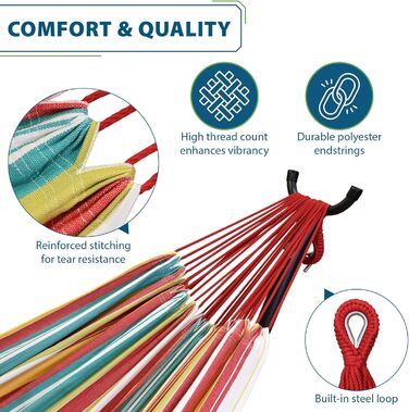 Гамак Vivere Doppel Baumwolle з підставкою 250 см, Salsa - для двох осіб, бавовна