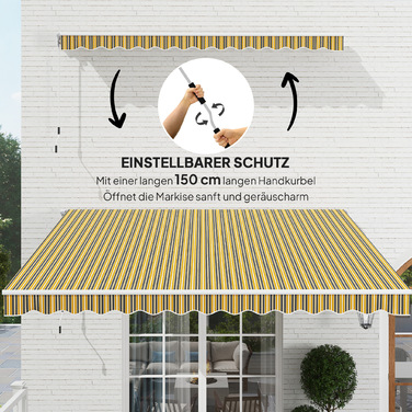 Маркіза для захисту від сонця, сонцезахисний дах, 3,5 м x 2,5 м, жовтий + сірий