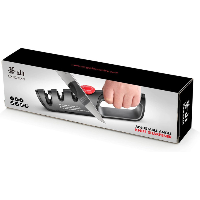 Професійний ніж Cangshan 1026108 з регулюванням 3 ступенів (14-24 градуси) + точилка для ножів, чорний