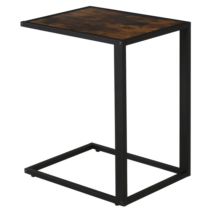 Журнальний столик HOMCOM C-Shape Журнальний столик Стіл Металевий МДФ Rustic-Brown 40,6 x 50,8 x 64,2 см для вітальні