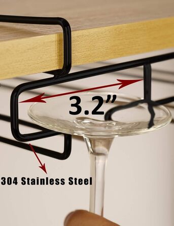 Підставка для склянок BAFVT – 2-ярусна, з нержавіючої сталі, для кріплення під шафку, органайзер для зберігання, підходить для шафки до 2 см (Чорний)