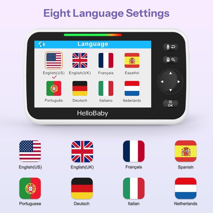 Радіоняня HelloBaby з камерою, 29 год автономії, поворотна камера 318°/120°, нічна зйомка, двосторонній зв'язок (HB50)