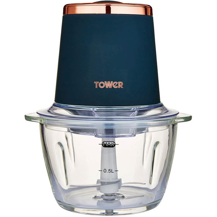 Подрібнювач для салатів Tower Cavaletto T12058MNB, 1 л, 350 Вт, Midnigth Blue & Roségold, для одноразового використання