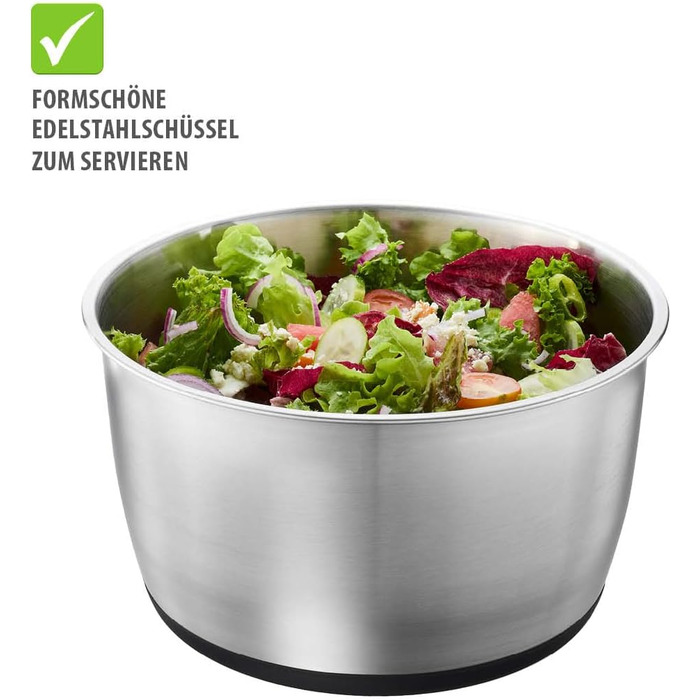 Салатниця GEFU з кришкою для зберігання, 3л, пластикова чаша з вбудованим ситом та ручним приводом, чорно-сіра