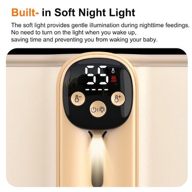 Підігрівач молока бездротовий з LED дисплеєм температури, 8000mAh, для дитячих пляшечок, в подорожах, 6 режимів, швидкий нагрів, USB-C зарядка, ізоляційний чохол для материнського молока, блакитний (жовтий)