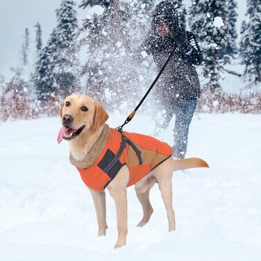 Водонепроникна куртка для собак з шлейкою та світловідбивачами для холодної погоди (M, помаранчева)