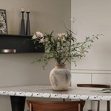 Керамічна ваза для квітів ручної роботи, 15.2 см, богемний стиль, декор для дому, теракота, сіро-коричневий колір