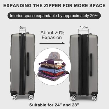 Валіза-тележка KONO, ручна поклажа, сіра (55x35x22 см) з TSA-замком та подвійними колесами